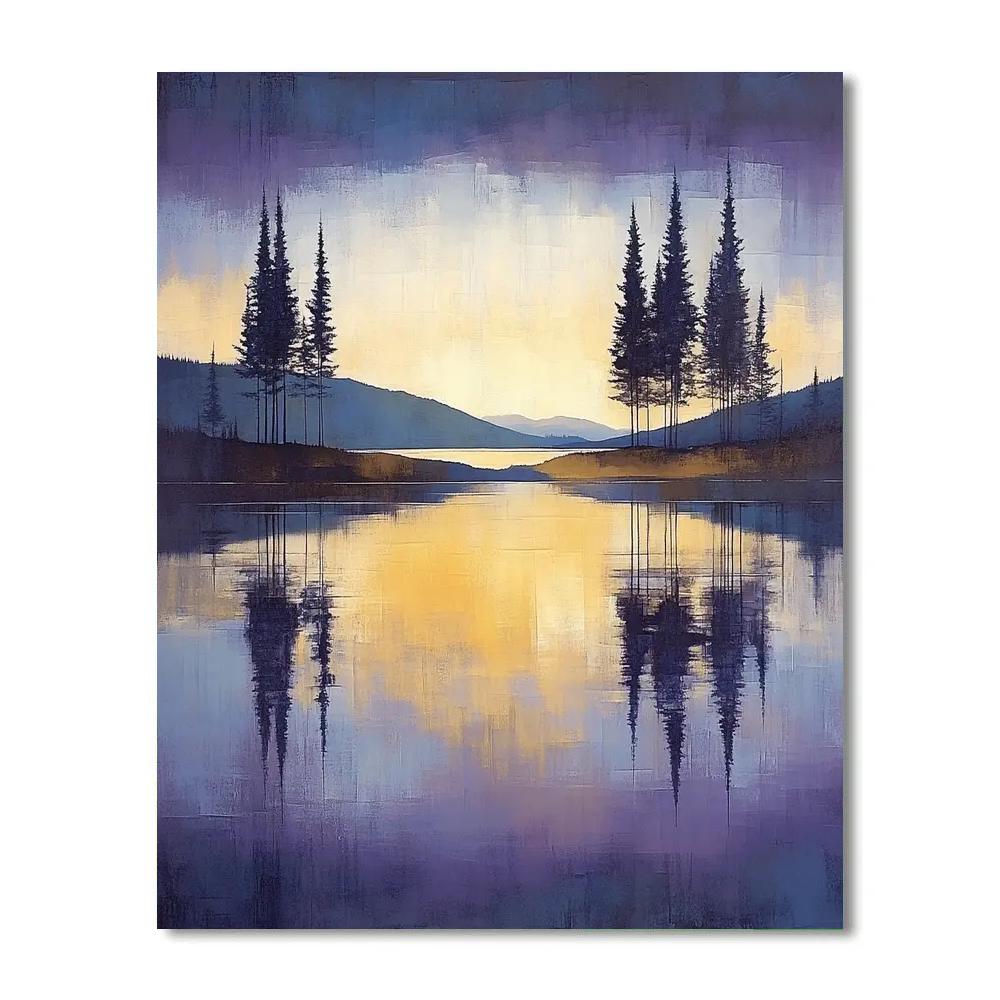 Lawren Harris Inspired Northern Lake Serenity With Silhouetted Trees Number painting