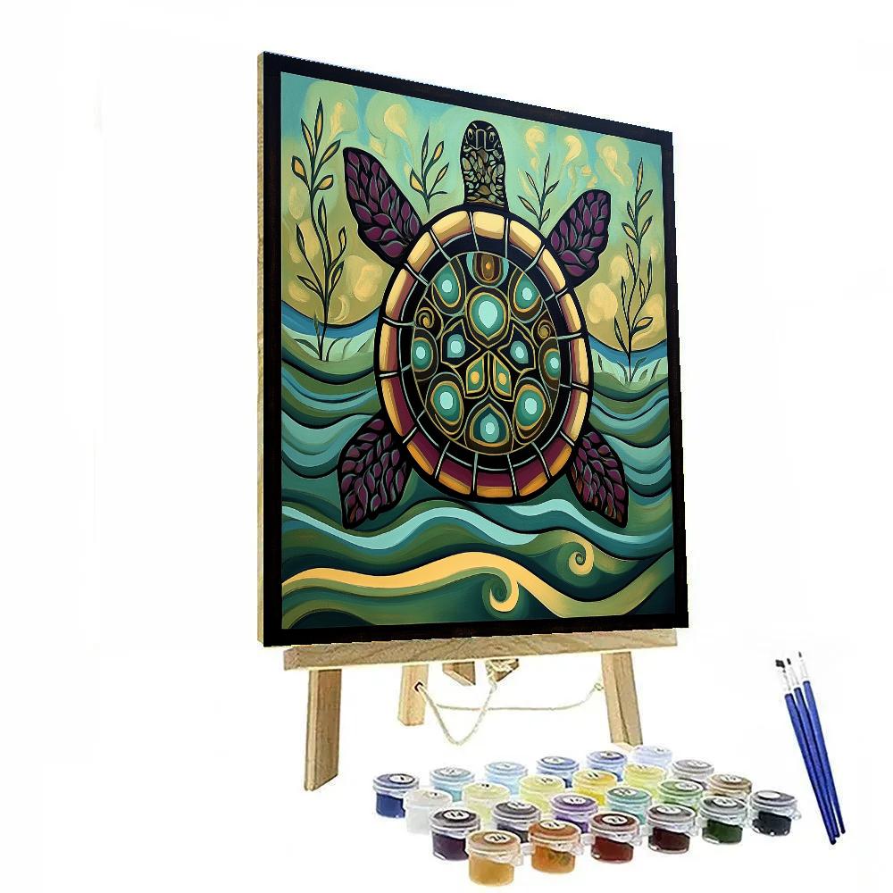Norval Morrisseau Inspired Turtle Spirit Of Earth And Water DIY paint by numbers
