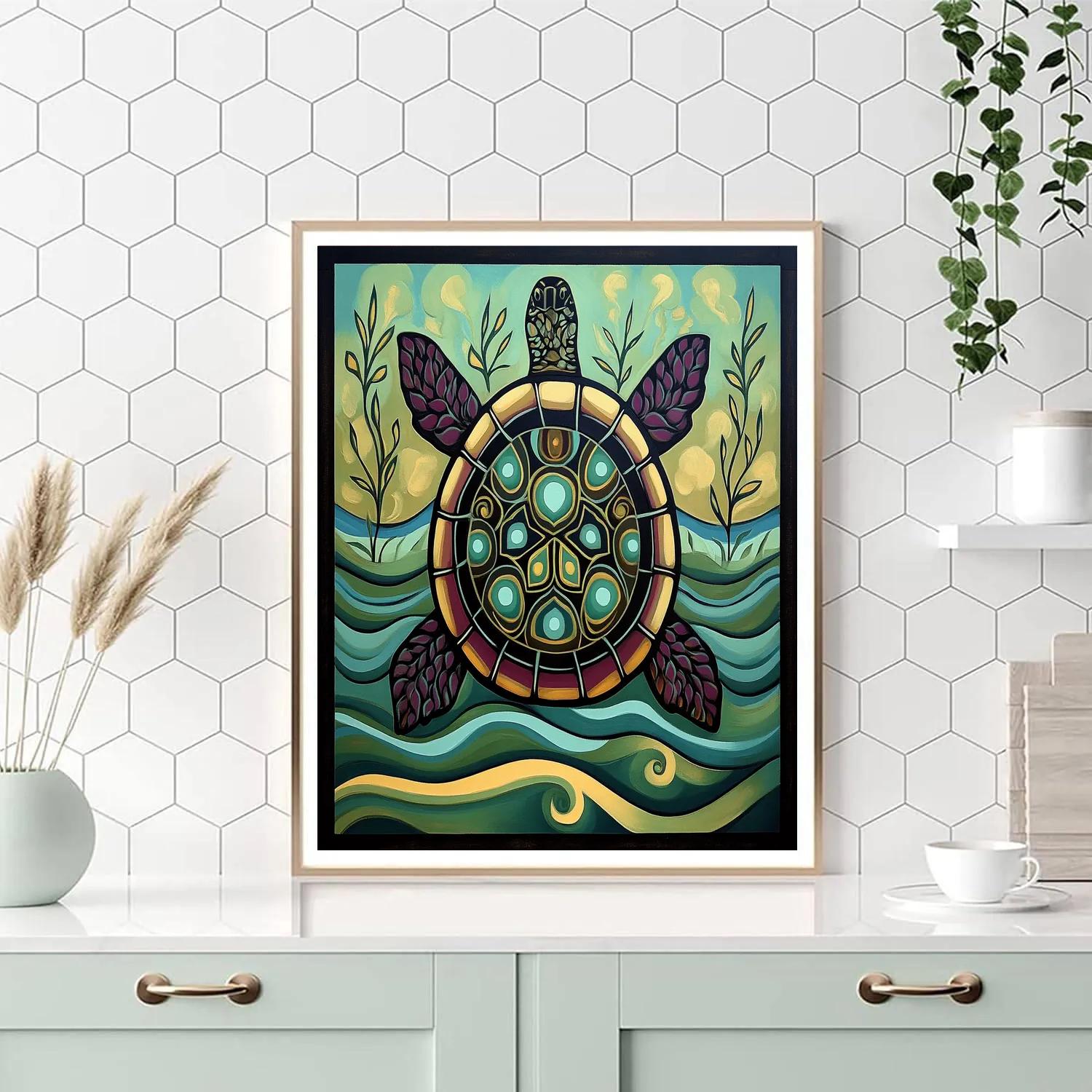 Norval Morrisseau Inspired Turtle Spirit Of Earth And Water DIY paint by numbers