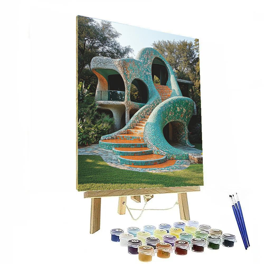 Antonio Gaudí Inspired Organic Pavilion paint by numbers