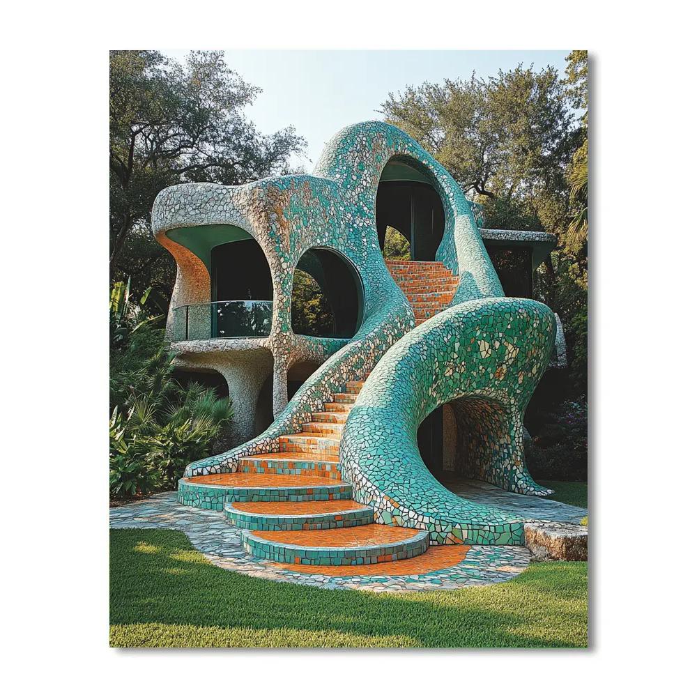Antonio Gaudí Inspired Organic Pavilion paint by numbers