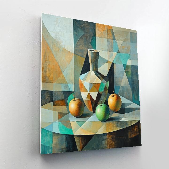 Pablo Picasso Inspired Fractured Still Life With Vase And Fruit paint by numbers