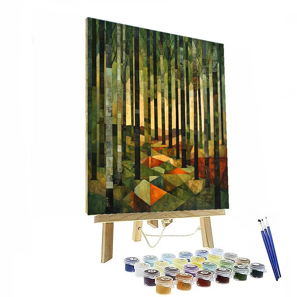 Pablo Picasso Inspired Cubist Geometric Forest Abstraction painting number kit