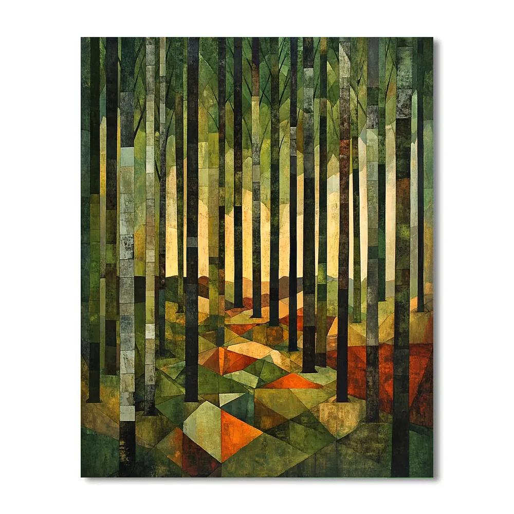 Pablo Picasso Inspired Cubist Geometric Forest Abstraction painting number kit