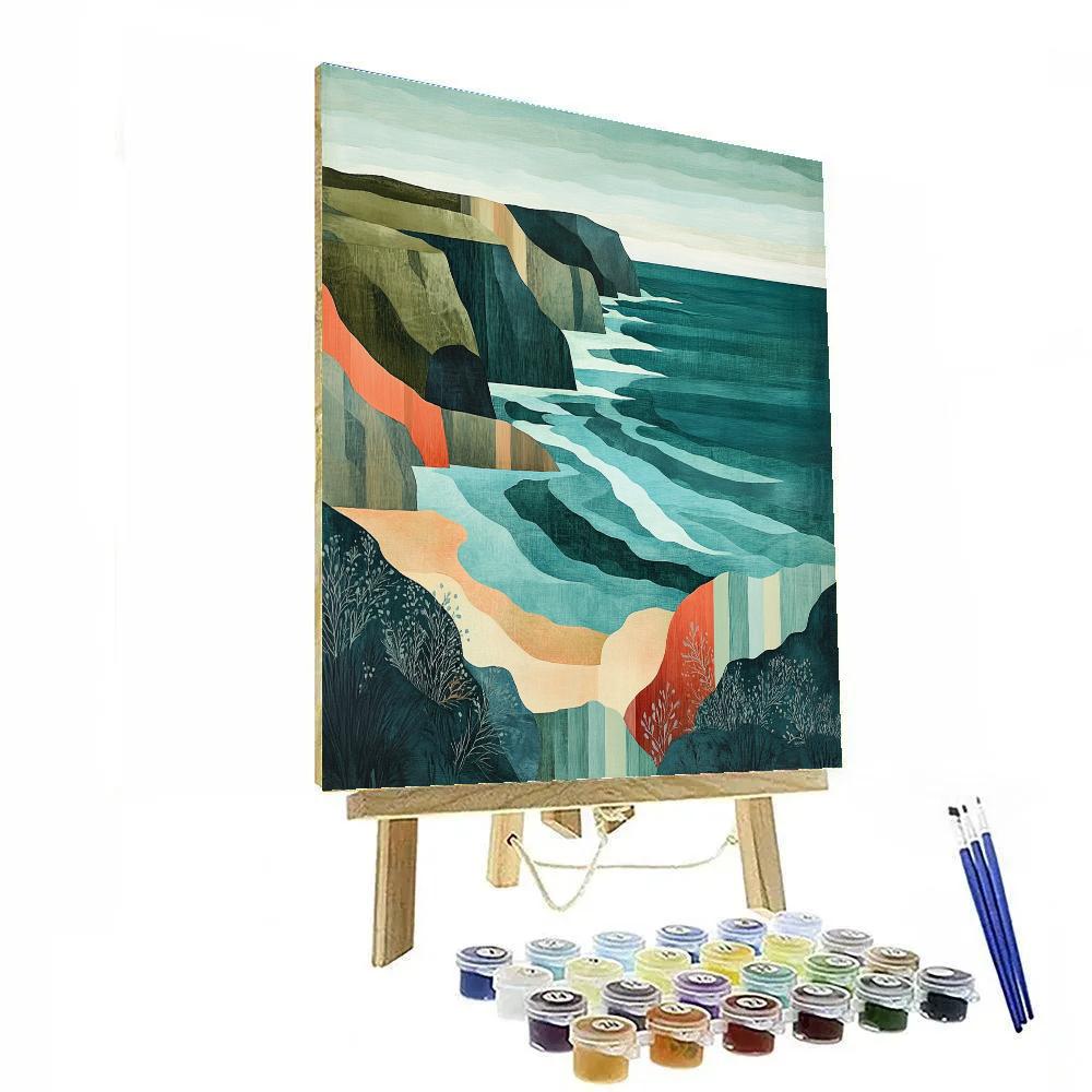 Pablo Picasso Inspired Fractured Coastal Landscape In Cubist Planes Numbered painting kits