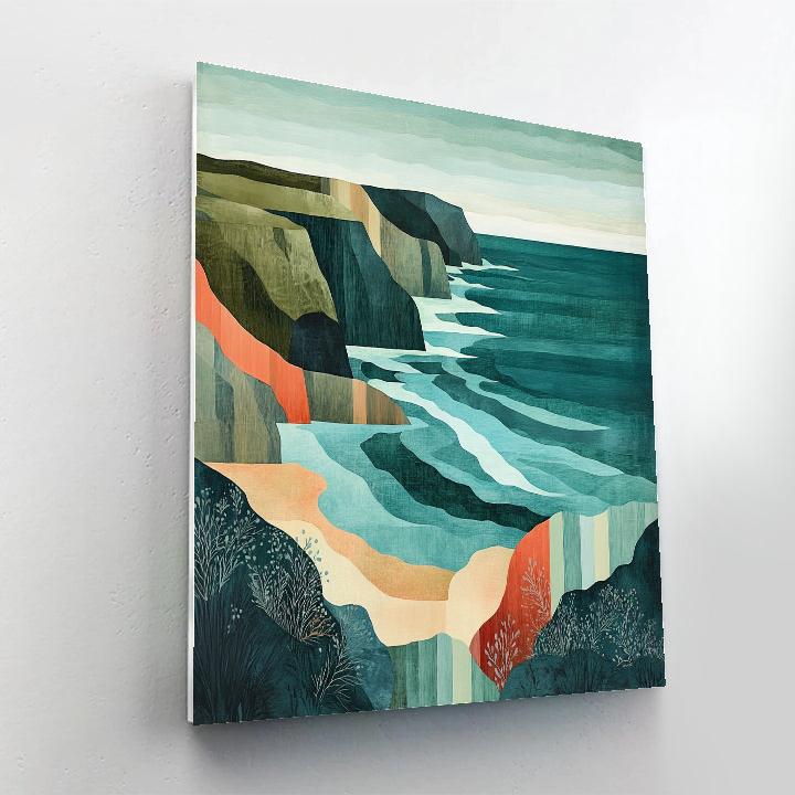 Pablo Picasso Inspired Fractured Coastal Landscape In Cubist Planes Numbered painting kits