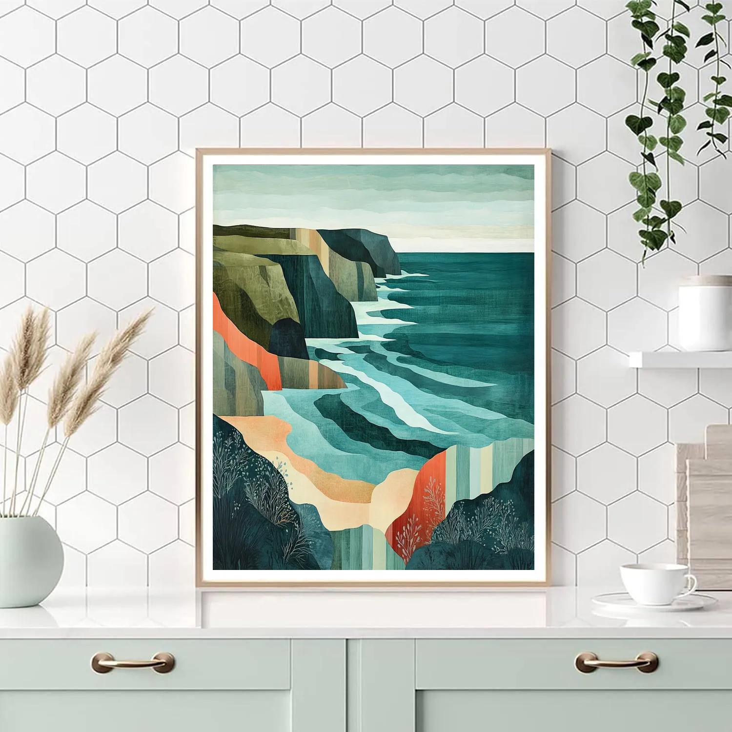 Pablo Picasso Inspired Fractured Coastal Landscape In Cubist Planes Numbered painting kits
