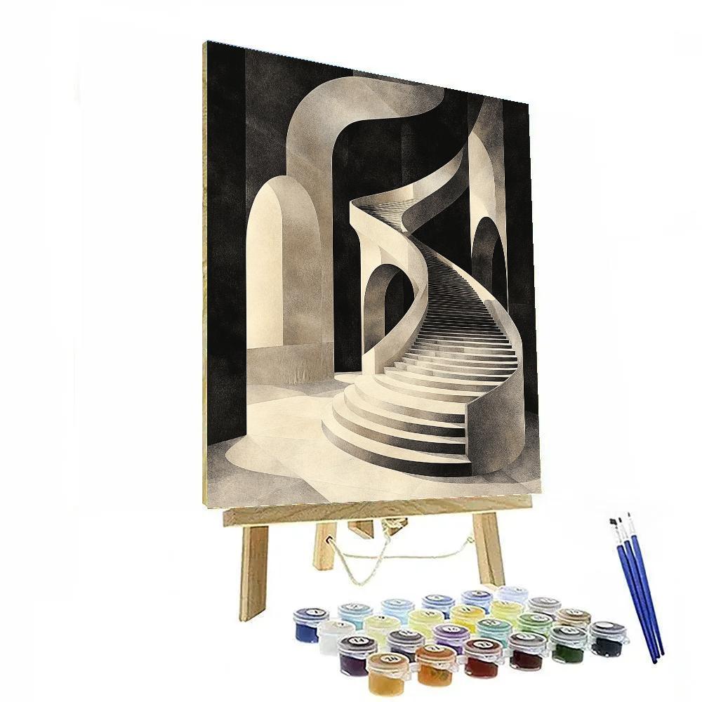 M.C. Escher Inspired Infinite Staircase Realm DIY paint by numbers