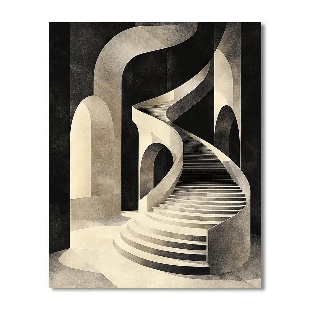 M.C. Escher Inspired Infinite Staircase Realm DIY paint by numbers