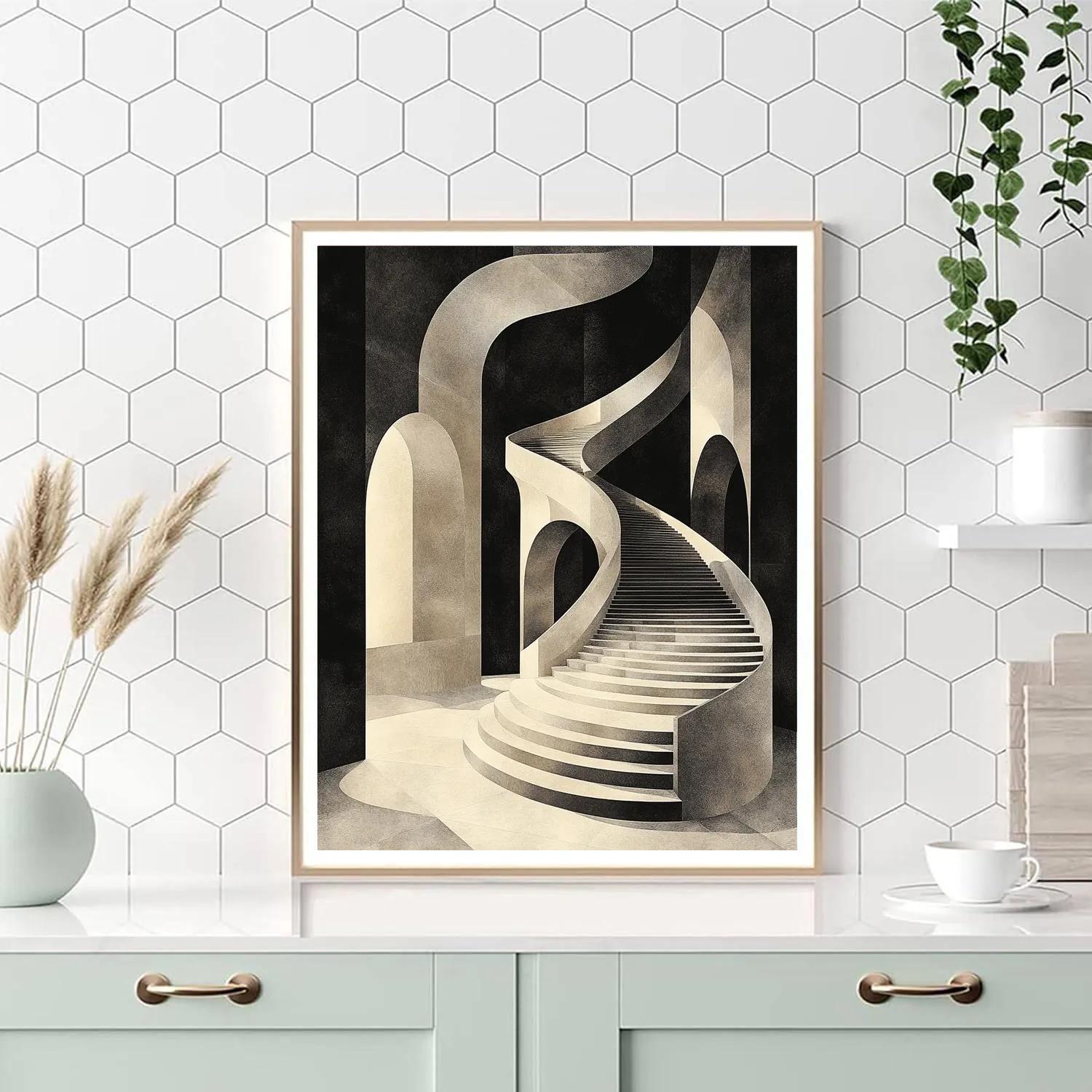 M.C. Escher Inspired Infinite Staircase Realm DIY paint by numbers