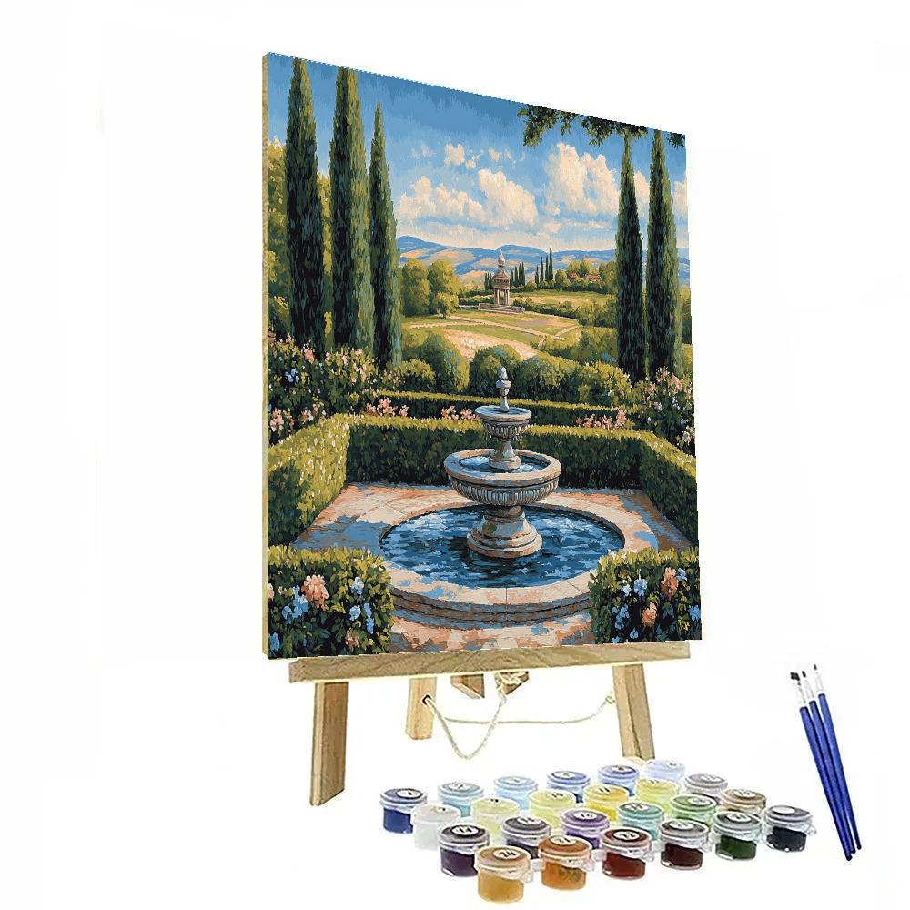 Raphael Inspired Luminous Renaissance Garden With Classical Fountain Painting by numbers kit