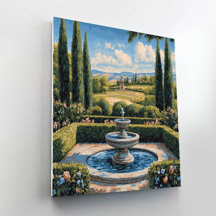 Raphael Inspired Luminous Renaissance Garden With Classical Fountain Painting by numbers kit