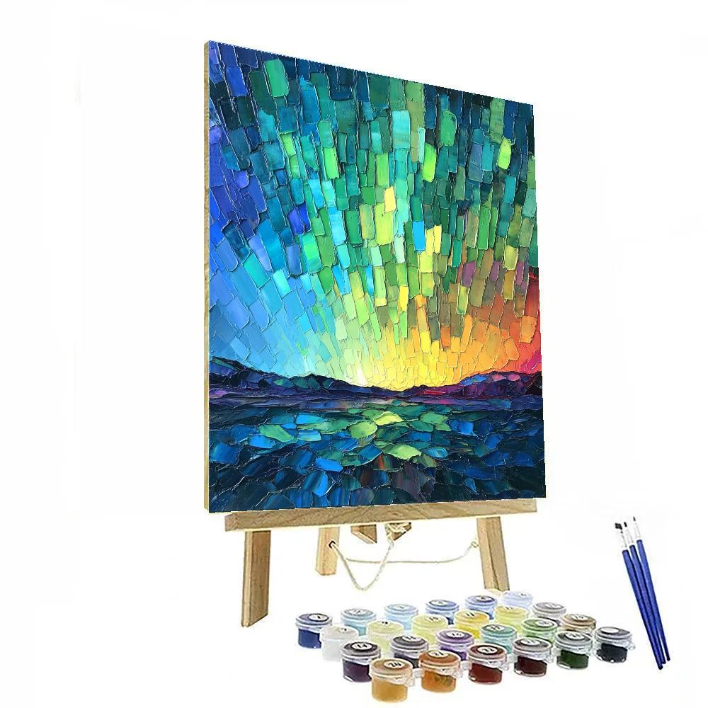 Jean-Paul Riopelle Inspired Aurora Borealis Mosaic DIY paint by numbers