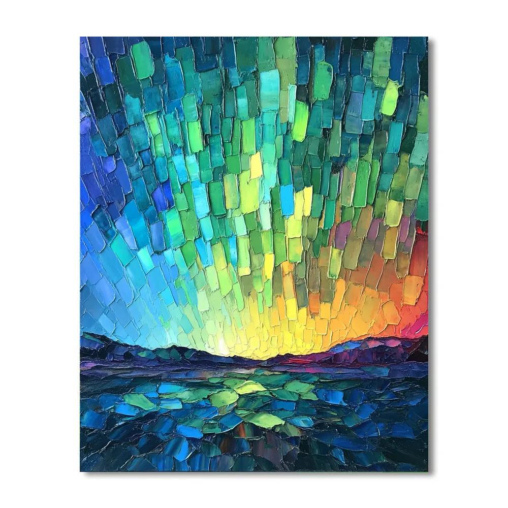 Jean-Paul Riopelle Inspired Aurora Borealis Mosaic DIY paint by numbers