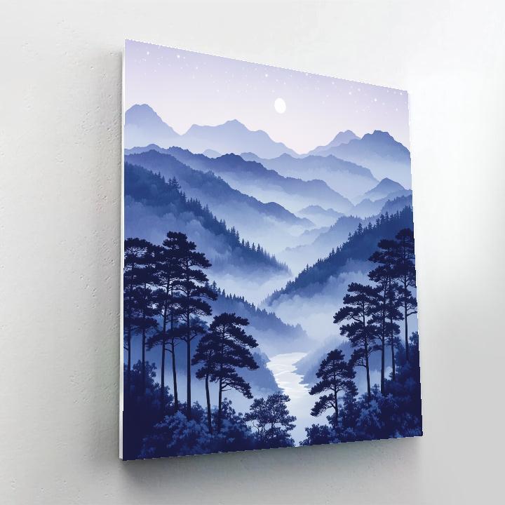 Hiroshige Inspired Moonlit Pine Valley Paint by numbers art