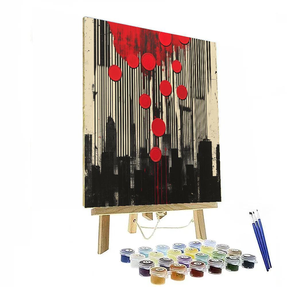 Banksy Inspired Anti Capitalism Barcode Sky Number painting