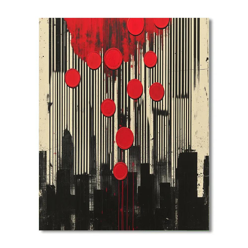 Banksy Inspired Anti Capitalism Barcode Sky Number painting