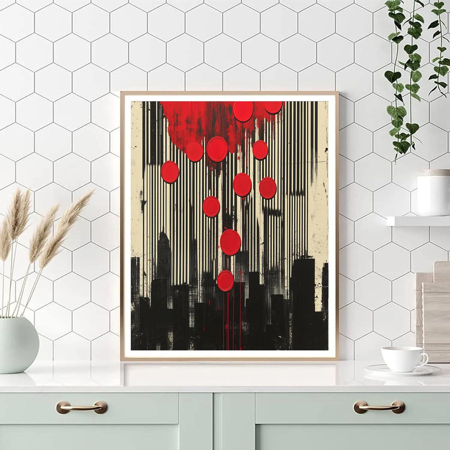 Banksy Inspired Anti Capitalism Barcode Sky Number painting