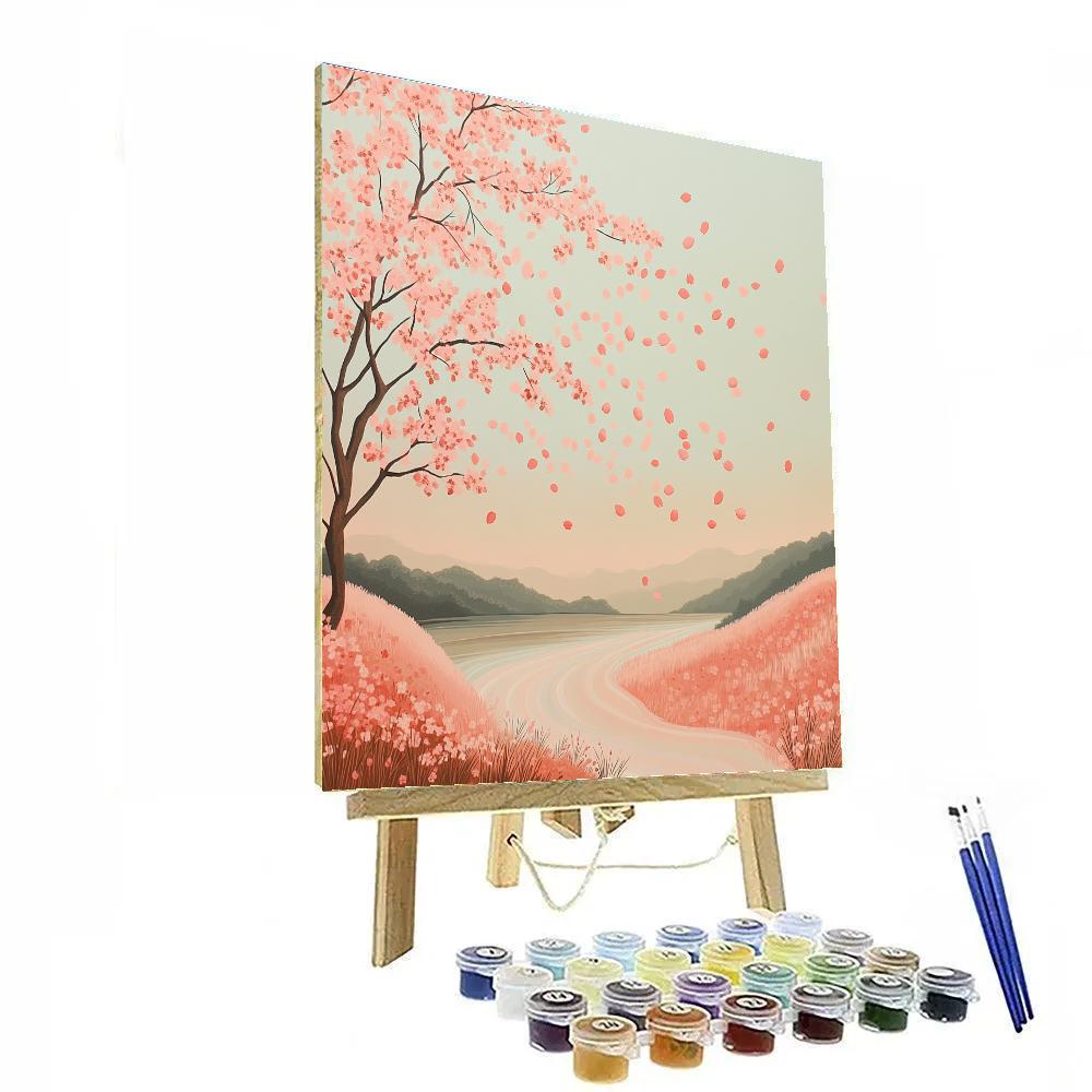 Hiroshige Inspired Cherry Breeze Panorama paint by color