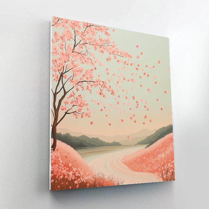 Hiroshige Inspired Cherry Breeze Panorama paint by color