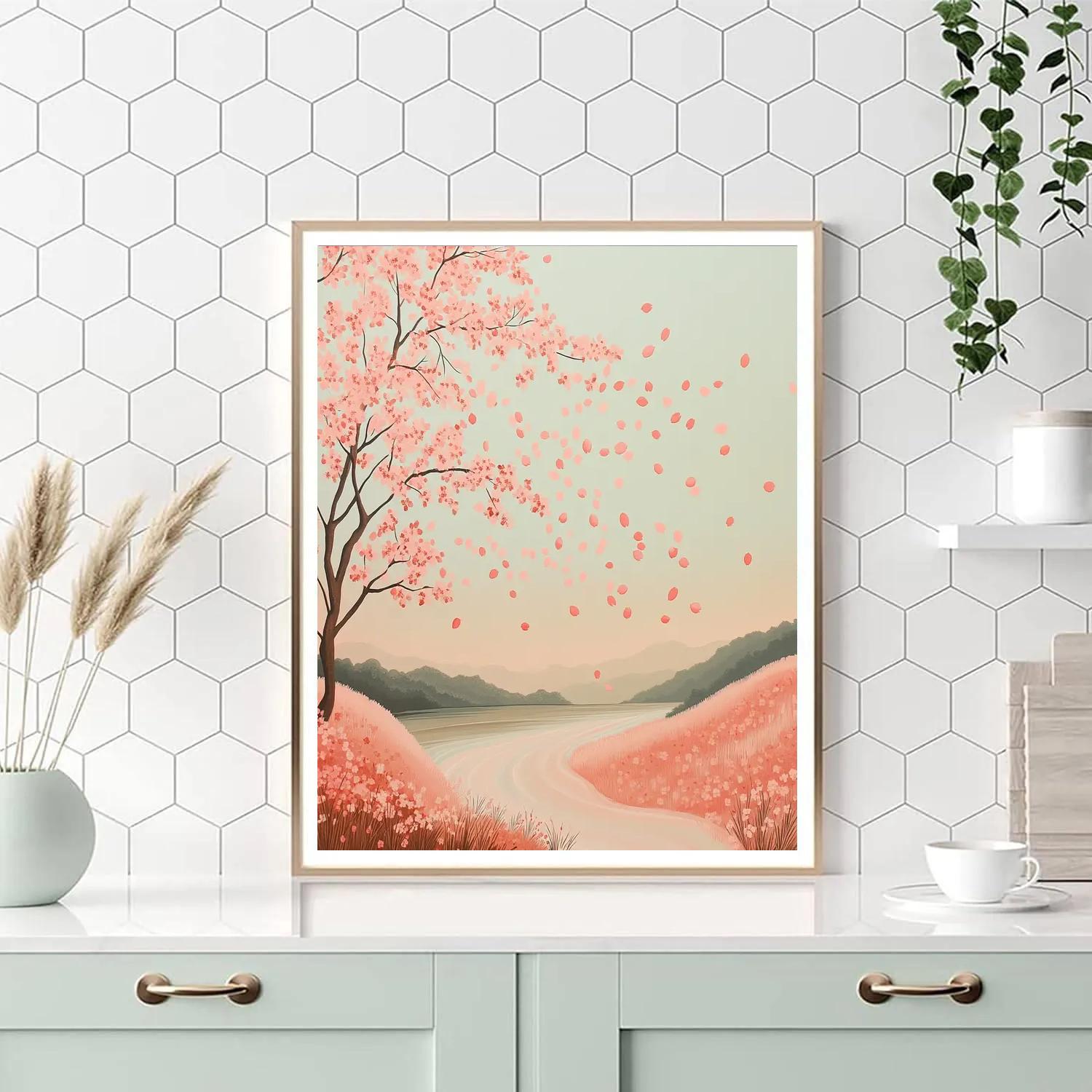 Hiroshige Inspired Cherry Breeze Panorama paint by color