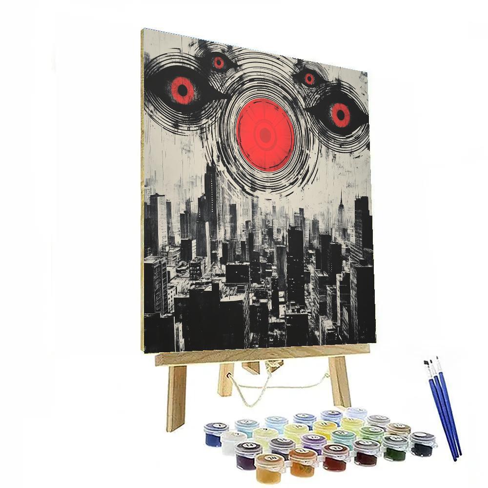 Banksy Inspired Surveillance Sky Number painting
