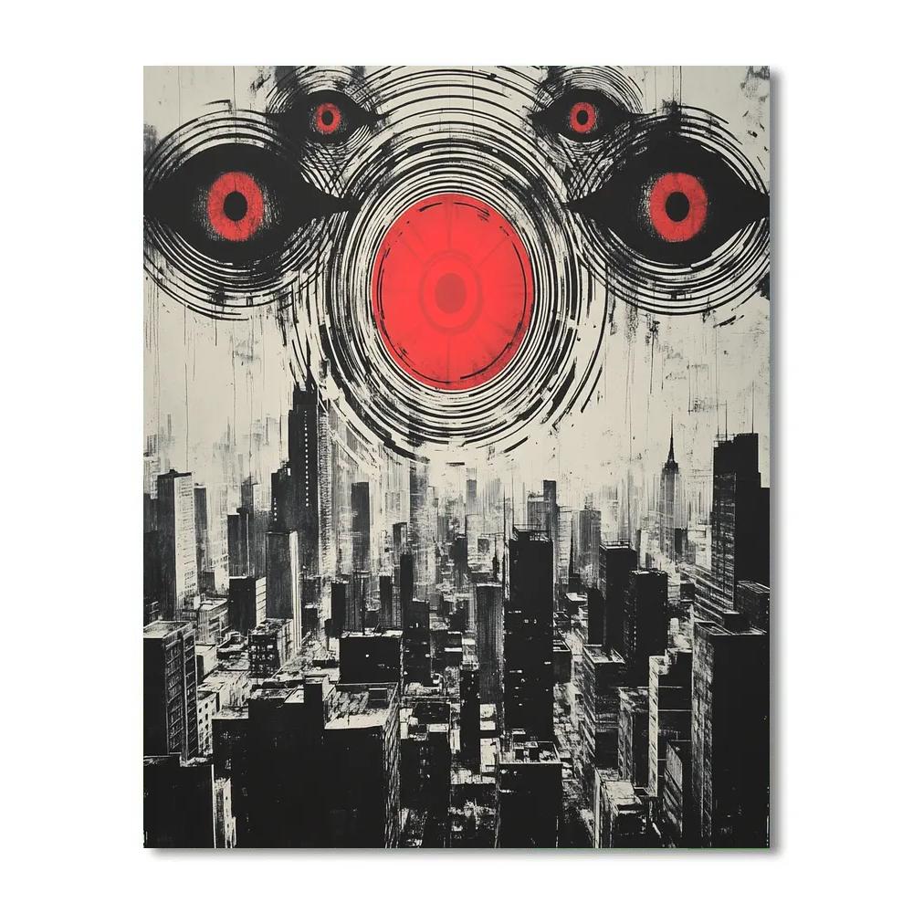 Banksy Inspired Surveillance Sky Number painting