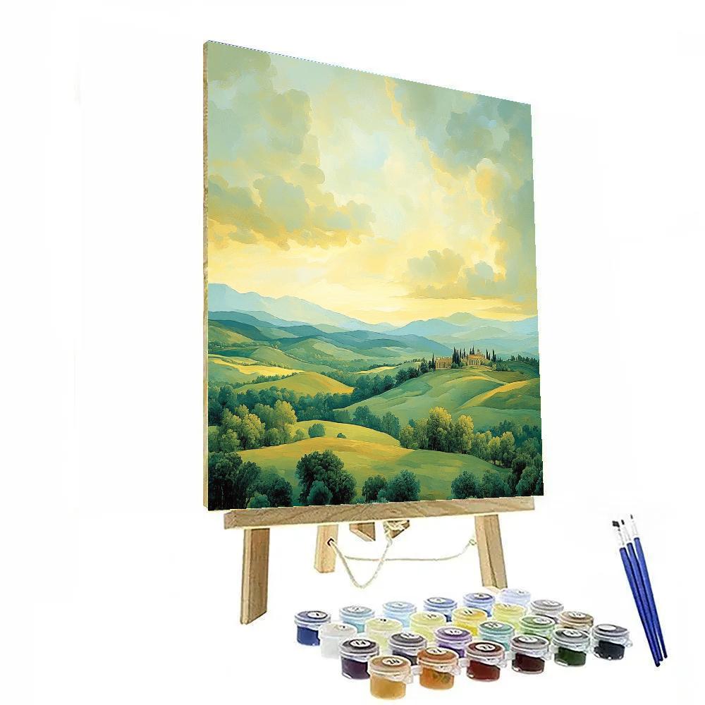 Raphael Inspired Harmonious Rolling Hills Under A Radiant Sky paint by number