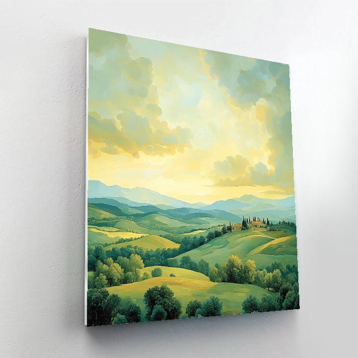 Raphael Inspired Harmonious Rolling Hills Under A Radiant Sky paint by number