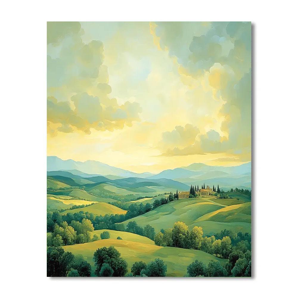 Raphael Inspired Harmonious Rolling Hills Under A Radiant Sky paint by number
