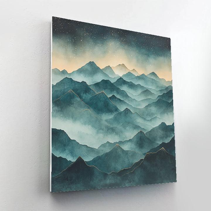 Zhao Mengfu Inspired Misty Mountain Nebula paint by numbers