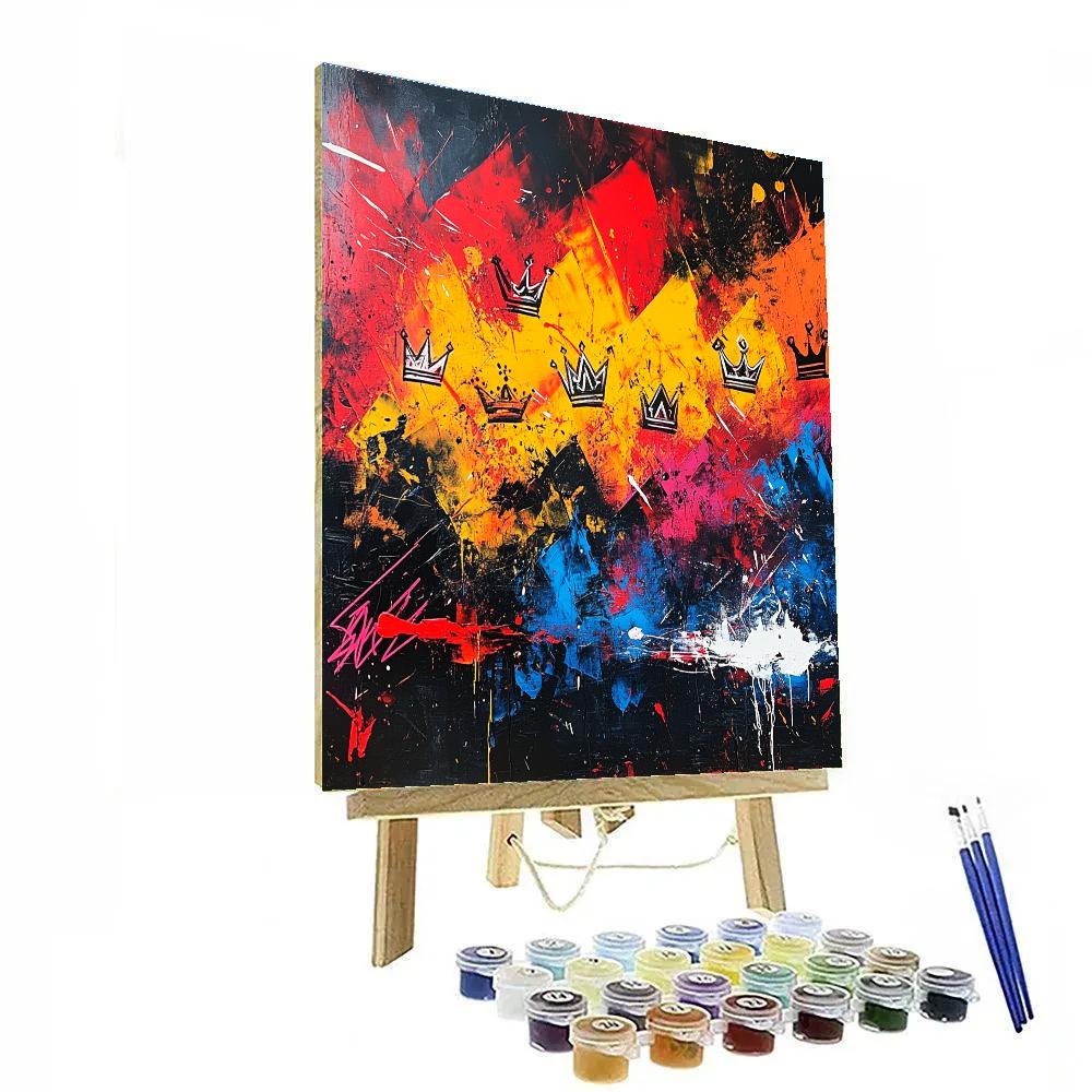 Jean-Michel Basquiat Inspired Cosmic Struggle paint by color