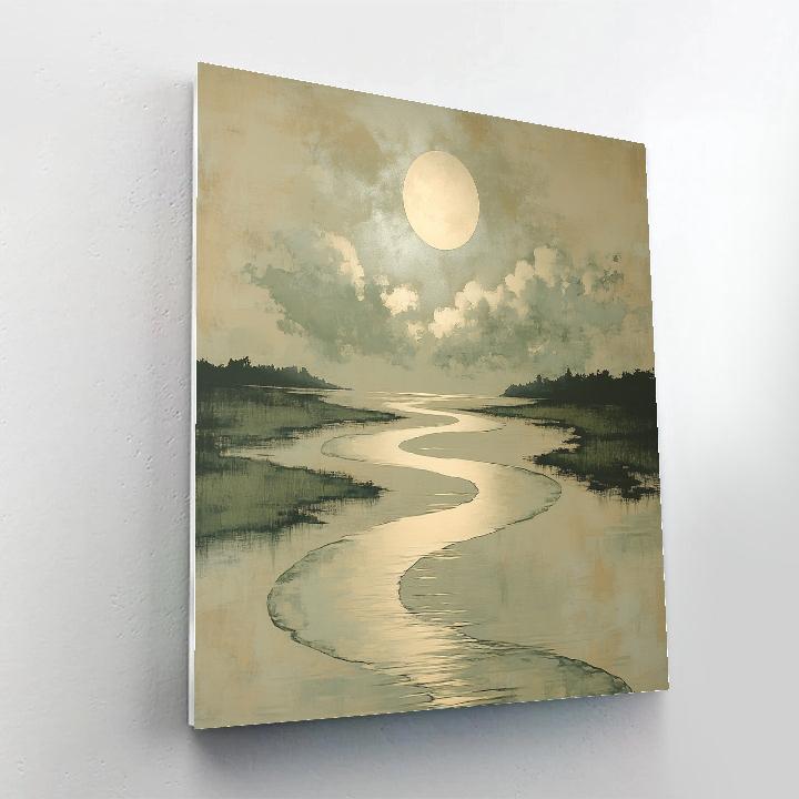 Zhao Mengfu Inspired Scholar Moonlit River DIY paint by numbers