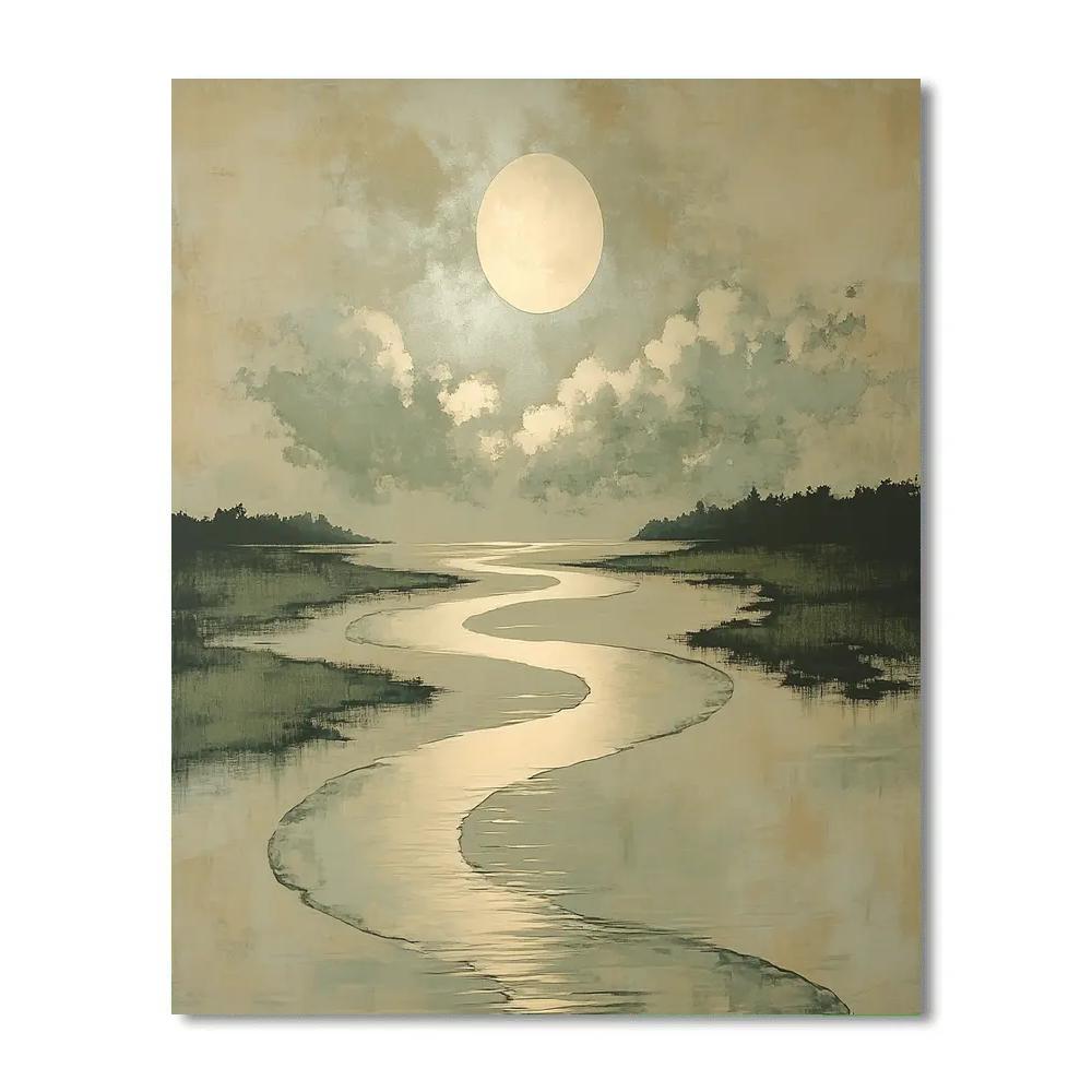 Zhao Mengfu Inspired Scholar Moonlit River DIY paint by numbers