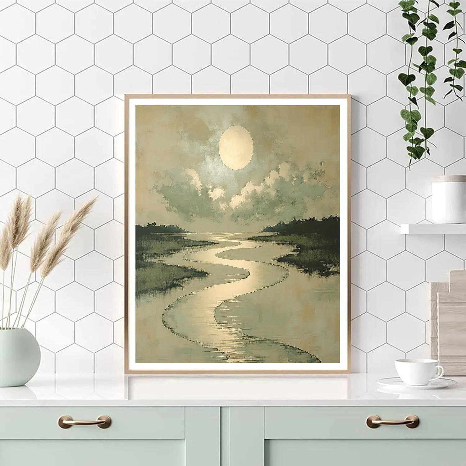 Zhao Mengfu Inspired Scholar Moonlit River DIY paint by numbers