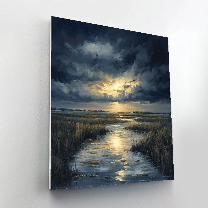 Rembrandt Inspired Storm Over Lowland Marsh paint by color