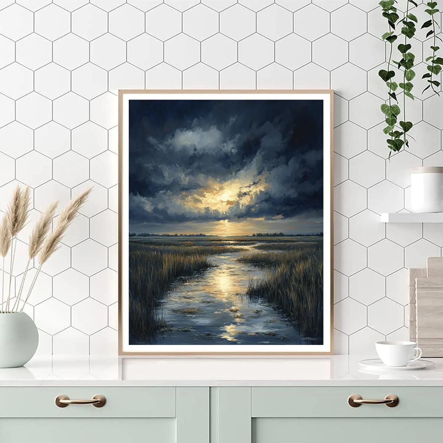 Rembrandt Inspired Storm Over Lowland Marsh paint by color