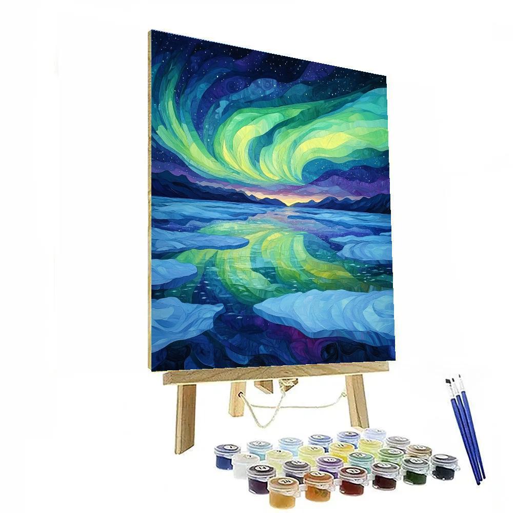 Frederick Varley Inspired Radiant Aurora Over Silent Frozen Lake paint by number
