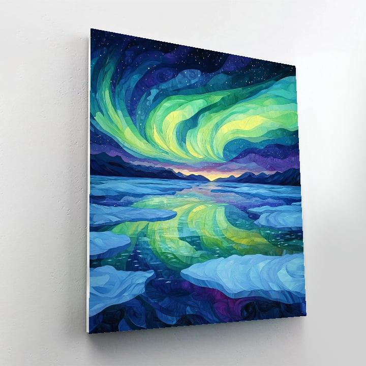 Frederick Varley Inspired Radiant Aurora Over Silent Frozen Lake paint by number