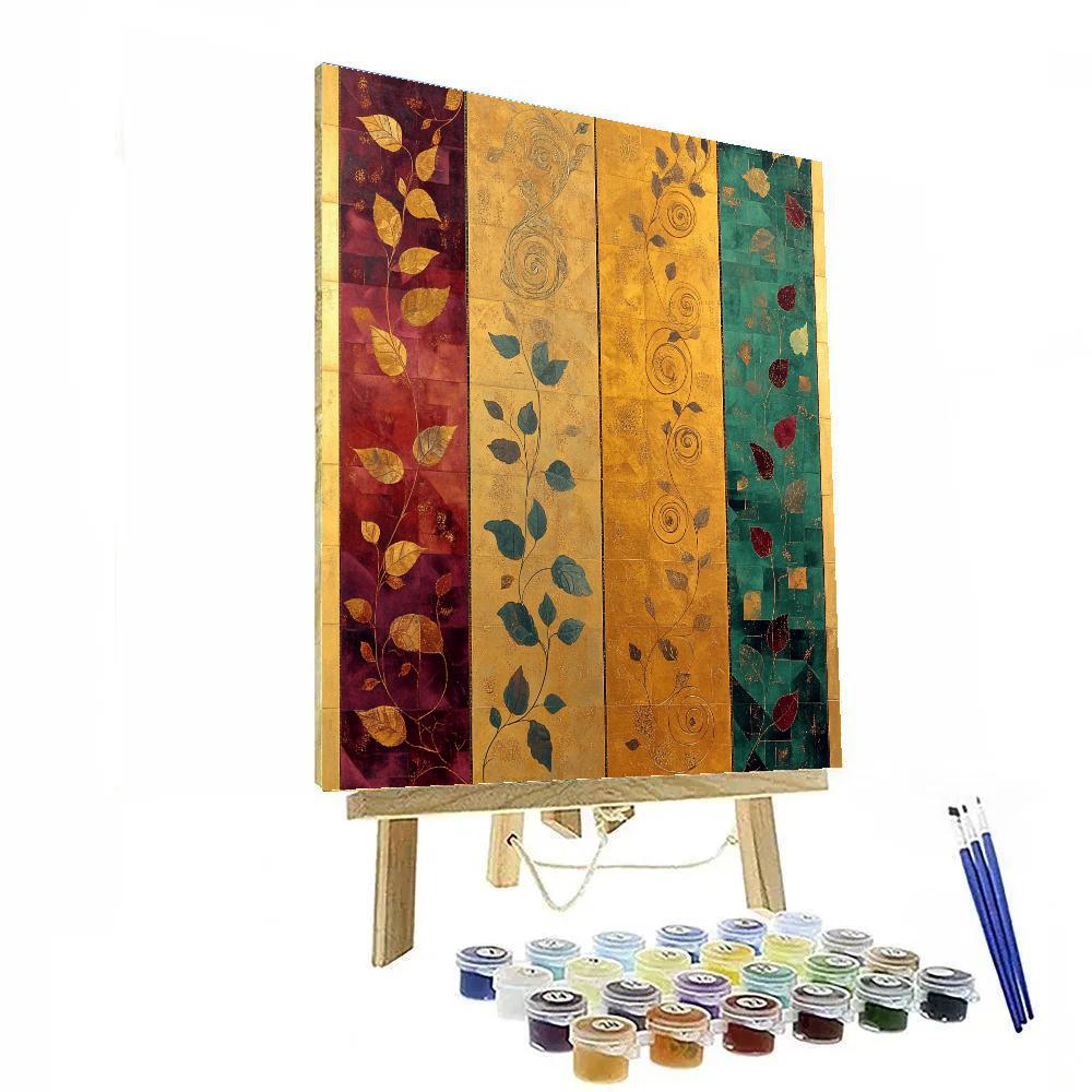 Gustav Klimt Inspired Auric Seasons Numbered painting kits