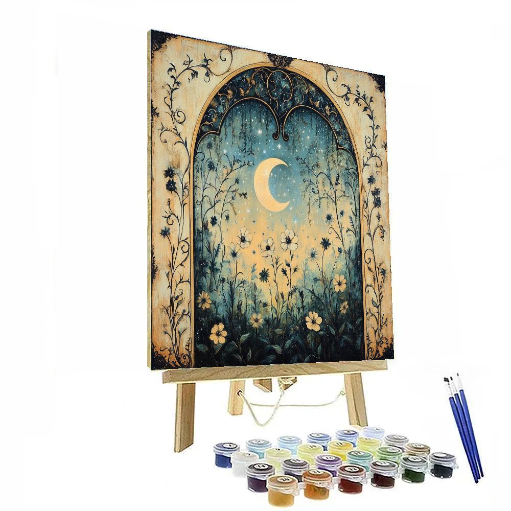 Alphonse Mucha Inspired Lunar Botany Number painting