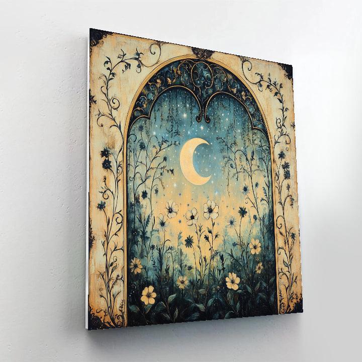 Alphonse Mucha Inspired Lunar Botany Number painting