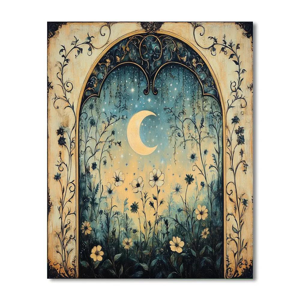 Alphonse Mucha Inspired Lunar Botany Number painting