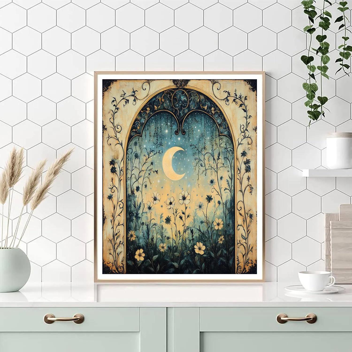 Alphonse Mucha Inspired Lunar Botany Number painting