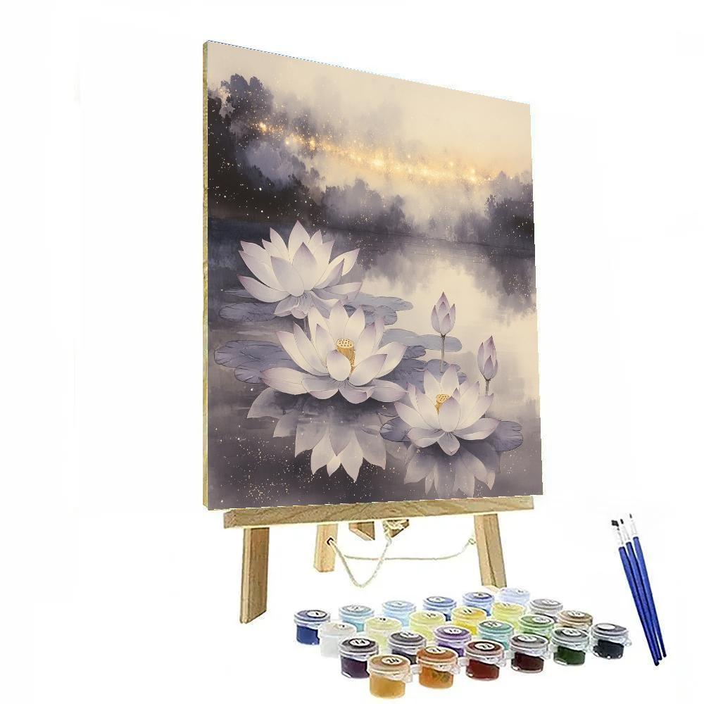 Zhao Mengfu Inspired Silent Lotus Galaxy paint by color