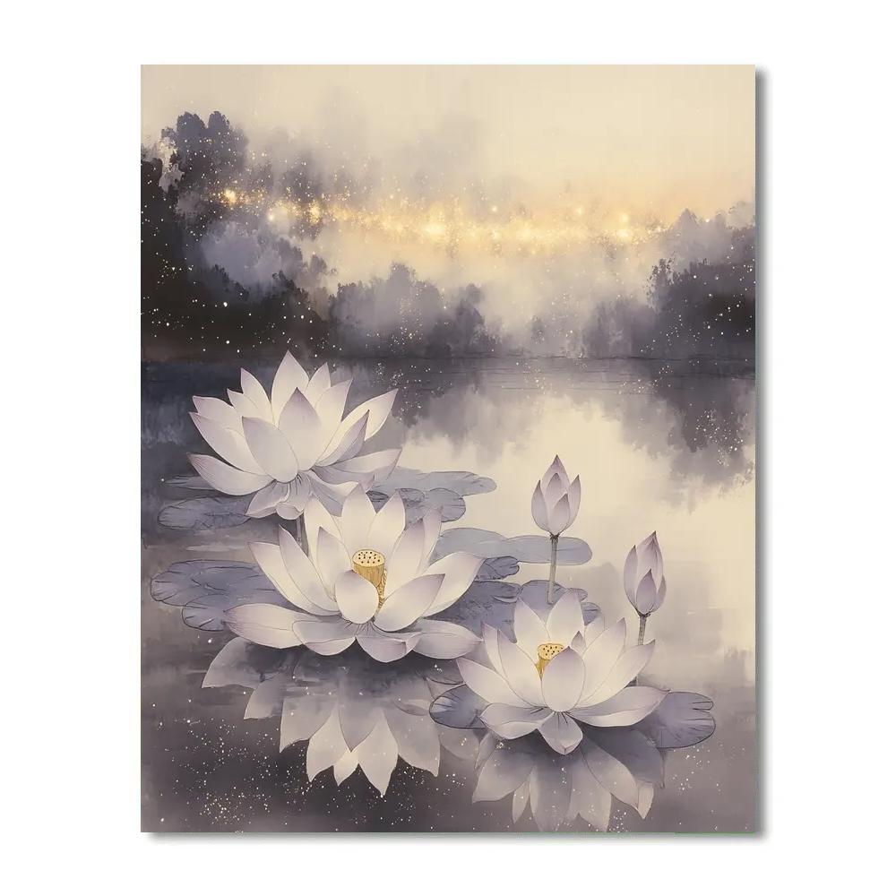 Zhao Mengfu Inspired Silent Lotus Galaxy paint by color