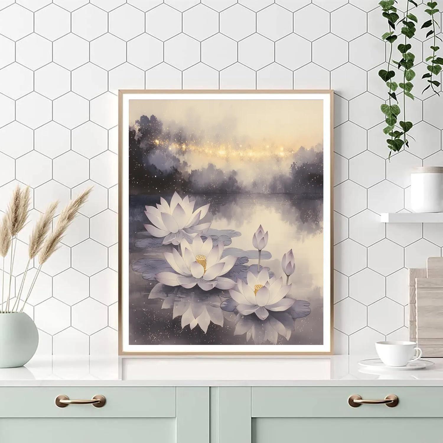 Zhao Mengfu Inspired Silent Lotus Galaxy paint by color