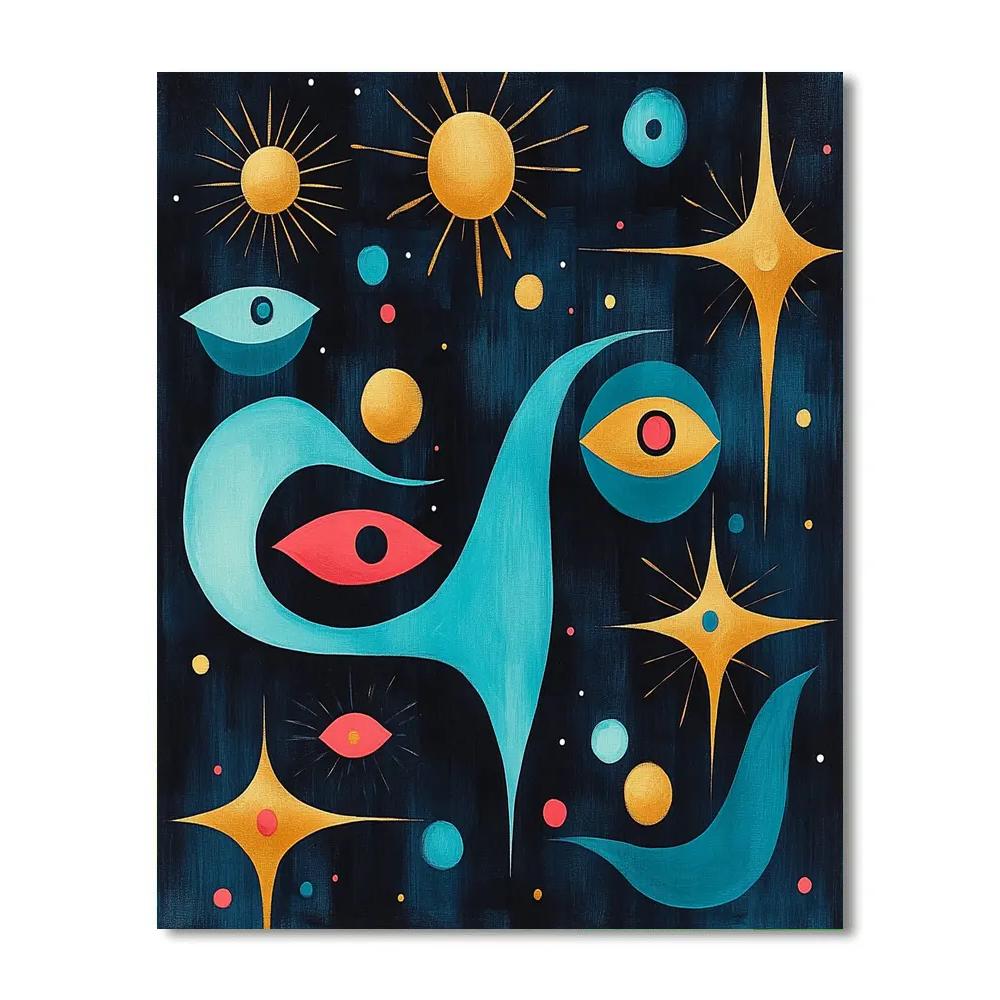 Joan Miró Inspired Cosmic Dreamscape Painting by numbers kit