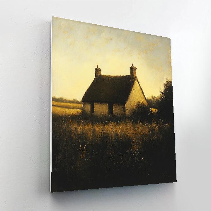 Rembrandt Inspired Cottage In Shadowy Fields paint by numbers