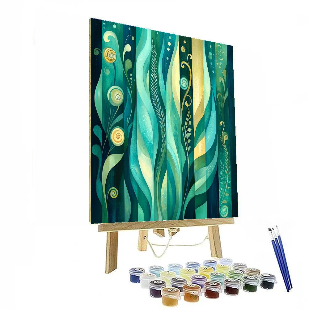 Alphonse Mucha Inspired Oceanic Algae Symphony paint by color